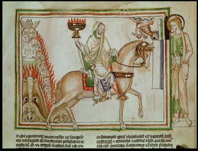 Ms 422 fol.22r Åbningen af det fjerde segl: Døden rider på den blege hest af French School