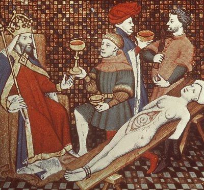 Ms 5193 f.290v Nero dissekere sin mor, fra Jean Sans Peur-udgaven af ​​The Cases of Men illustreret af Giovanni Boccaccio (1313-75) c.1410 af French School