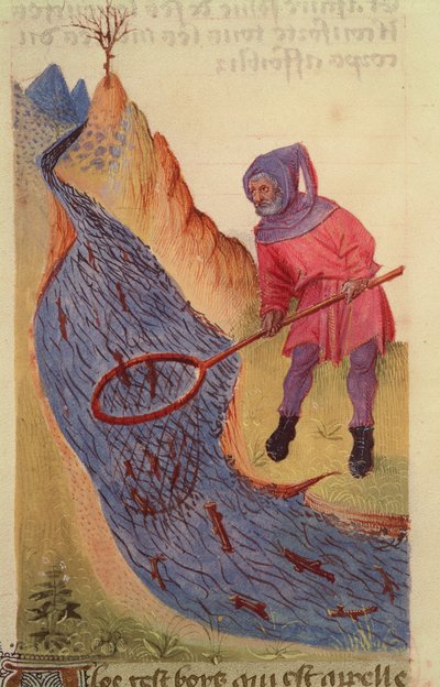 Ms 59 fol.3r Fisherman, fra Grand Herbier af French School