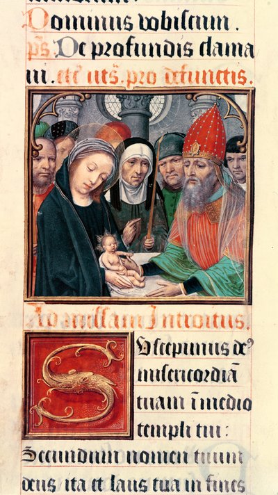 Ms 60 fol.25r Præsentation af Jesus ved templet, fra en samling af samlinger af Odoart de Bersacques, Prevost af Saint-Omer af French School