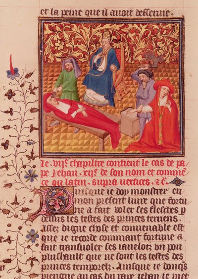 Fru Fr.226 fol.253v. Pave Johannes XII straffede sine fjender efter hans tilbagevenden til Rom i 964 af French School