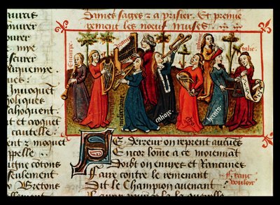Ms Fr 12476 Fol.109v De ni muser fra Le Champion des Dames af Martin le Franc (1410-61) 1451 af French School