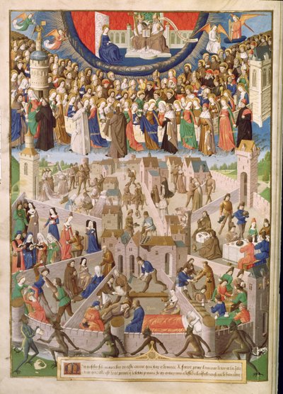 Fr 18 Fol.3v The City of God, fra en oversættelse af St. Augustins værker af Raoul de Presles, c.1469-73 af French School