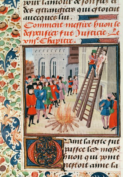 Fr 2643 fol.11 Henrettelse af Hugh Despenser, fra Froissarts Chronicle af French School