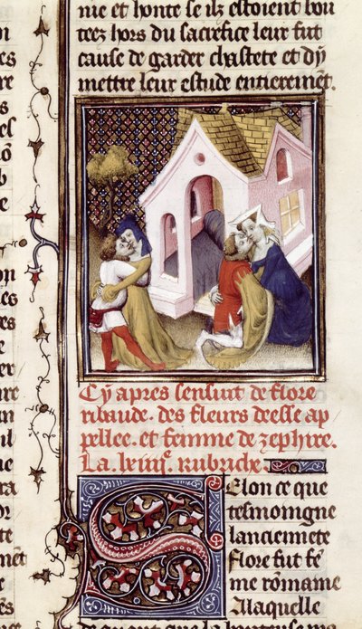 Fr 598 f.97 Prostituerede med klienter, fra Des Claires et Nobles Femmes, af Giovanni Boccaccio (1313-75) c.1403 af French School