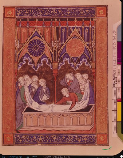 Ms Lat 10525 Fol.28 Jakobs begravelse i Kanaan, fra Psalter of St. Louis, c.1258-70 af French School