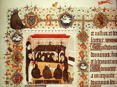 Ms Lat 919 Mourning of the Duchess, med våbenskjolde og dyredetaljer, fra Grandes Heures de Duc de Berry af French School