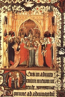 Ms Lat 919 fol.37 Jomfruens ægteskab, fra Grandes Heures de Duc de Berry af French School