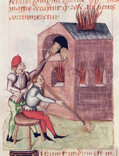 Ms Lat 993 L.9.28 f.138r glasblæsere, fra Tractatus de Herbis af Dioscorides af French School