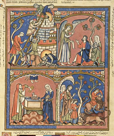 Ms M 638 fol.14r Abimelech og Samson, fra Morgan Picture Bible, c.1244-54 af French School