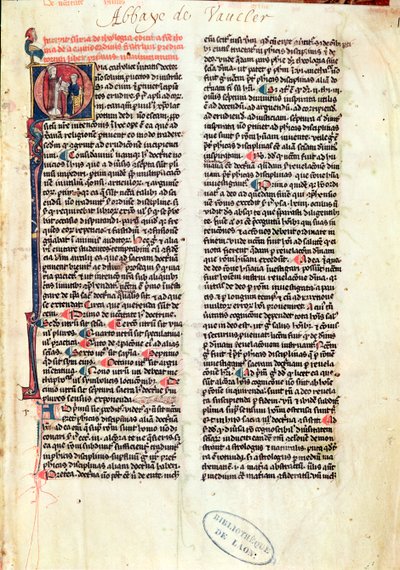 Ms de Vauclair 160 Fol.1 Side fra Somme de Theologie af St. Thomas Aquinas (1225-74) af French School