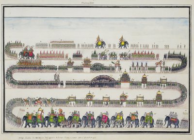 Muharram Ceremony, Faizabad, 1772 fra The Gentil Album, udgivet i 1774 af French School