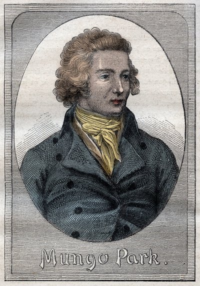 Mungo Park, skotsk opdagelsesrejsende - Portræt af Mungo Park (1771-1806), skotsk opdagelsesrejsende - illustration fra "The Great Mariners of the 18th century"" af French School