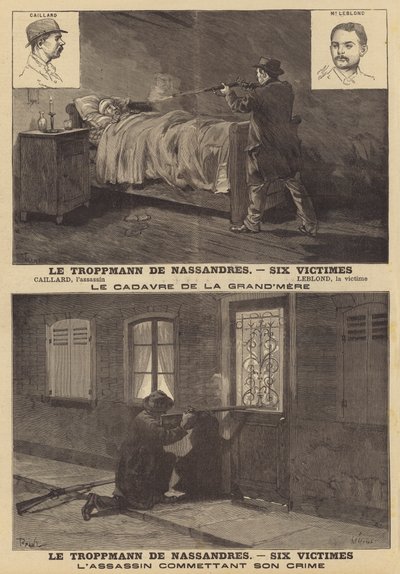 Drab på en familie på seks på Nassandres af en morder ved navn Caillard af French School