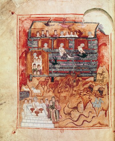 N.A.L 2334 fol.10v Noahs Ark, fra De Tours Pentateuch af French School