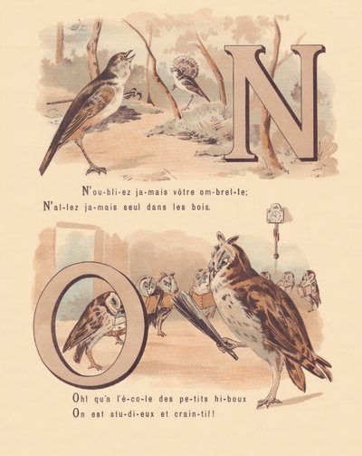 N O: Nattergal, bryllup, ugle, ortografi af French School