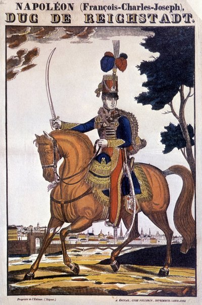 Napoleon II, søn af kejser Napoleon I (1769-1821), til hest - billede af Epinal af French School