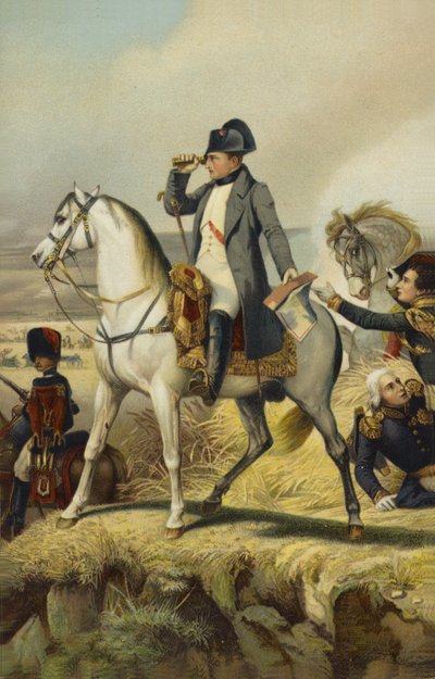 Napoleon I ved Wagram (farvet litografi) af French School