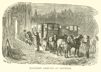 Napoleon ankommer til Mayence (gravering) af French School