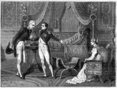 Napoleon, hans kone Marie-Louise og prins Metternich taler af French School
