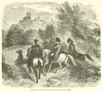 Napoleon besøger ruinerne af Dierstein (gravering) af French School