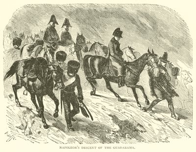 Napoleons nedstigning af Guadarama (gravering) af French School