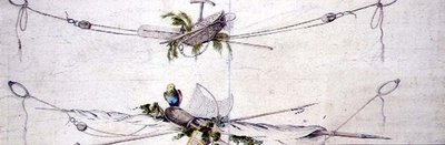 Nautisk kartouchedesign med en papegøje, ca. 1800 (akvarel på papir) af French School