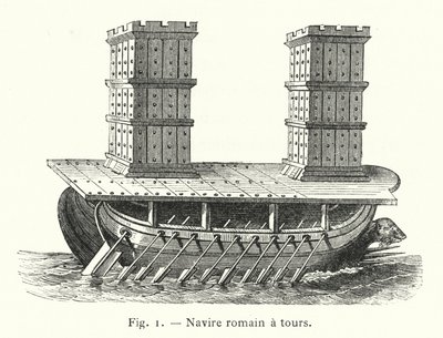 Romersk skib med tårne ​​(gravering) af French School