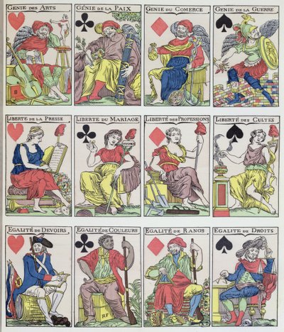 Nye spillekortdesigns fra den franske revolution, 1793 af French School