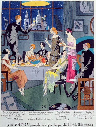 Nytårsaften, modeplade fra Art, Gout, Beaute, udgivet i Paris, december 1923 (pochoir print) af French School
