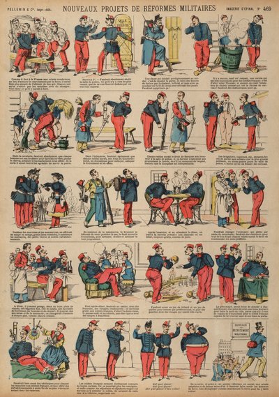 Nye reformprojekter i den franske hær (farvegravering) af French School