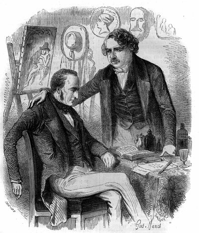 Nicephore Niepce (1765-1833) og Louis Daguerre (1787-1851), franske opfindere, pionerer inden for fotografi. Stik fra 1852. af French School