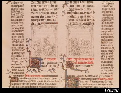 Noah in the Vineyard and the Drunkenness of Noah, fra The Bible of Jean Sy, ca. 1355 af French School