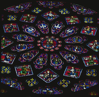 Nordroset vindue, glaseret af 1234 af French School