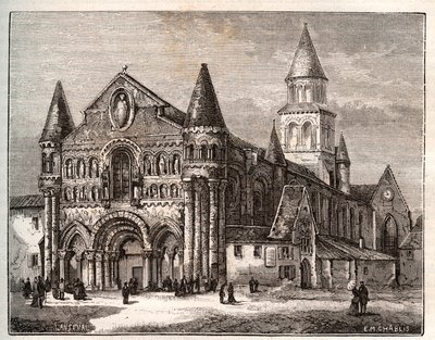 Notre Dame (Notre-Dame) af Poitiers - indgravering i "Frankrig illustreret: geografi, historie, statistisk administration" af V.A. Malt-Brown. 1884 af French School