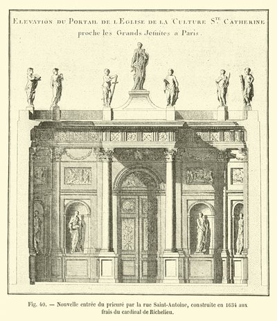 Ny indgang til priorinden ved rue Saint-Antoine, bygget i 1634 på bekostning af kardinal de Richelieu af French School