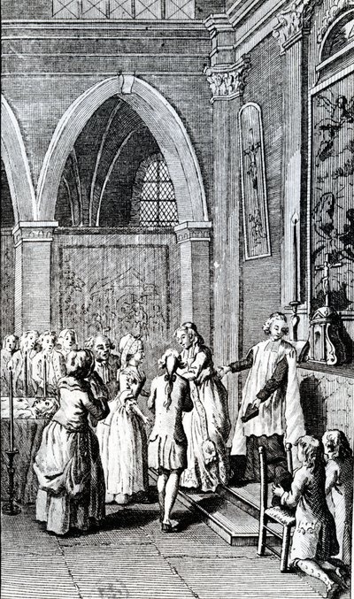 Lydighed, illustration fra Min fars liv af Restif de la Bretonne af French School
