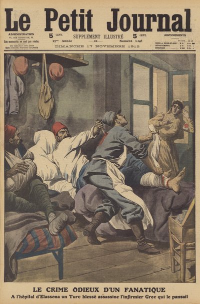 En fanatikers modbydelige forbrydelse (farve litho) af French School