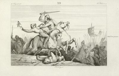 Odo, King of Western Francia, battling the Vikings  af French School