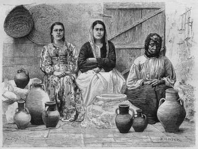 Oliehandlere i Jerusalem, fra Syrien i dag. Rejser i Fønikien, Libanon og Judæa. 1875-1880 af Louis Charles Emile Lortet, 1884 (bw gravering) af French School