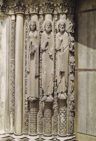 Gamle testamente figurer, fra vestfacadens kongeportal, ca. 1145-50 af French School
