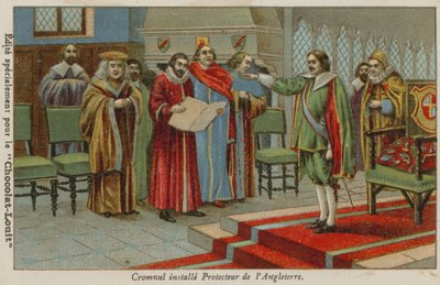 Oliver Cromwell taget i ed som Lord Protector af England, Skotland og Irland, 1653 af French School