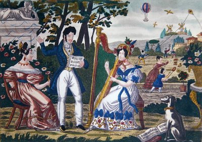 Friluftskoncert, ca. 1840 (farvelitografi) af French School