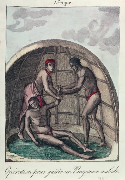 Operation for at helbrede en syg buskmand, 1811 (farvegravering) af French School