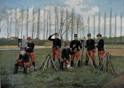 Optisk telegrafseance - i "" Military Album"" - indenrigstjeneste: kavaleri af French School