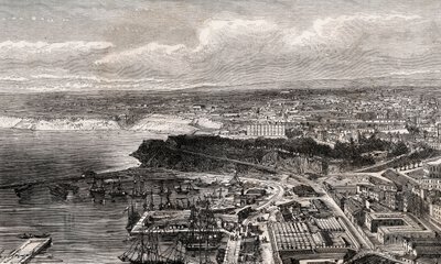 Oran - Algeriet - indgravering i "" La France illustree: geografi, historie, statistisk administration"" af V.A. Malt-brun. 1884 af French School