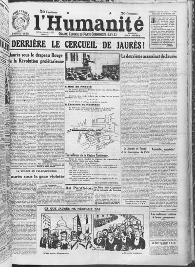 Organisering af overførslen af Jean Jaures til Pantheon, Paris, fra LHumanite, 23. november 1924 (trykt papir) af French School