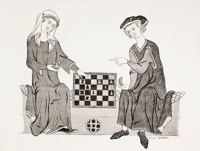 Othon IV, markis af Brandenburg, der spiller skak med sin kone Hedwige de Habsbourg, fra 