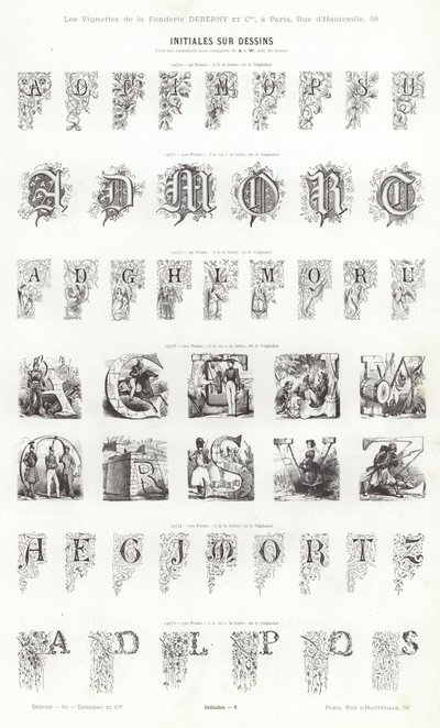 Side fra typografiske vignetter (gravering) af French School