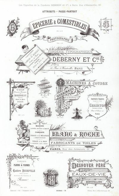 Side fra typografiske vignetter (gravering) af French School